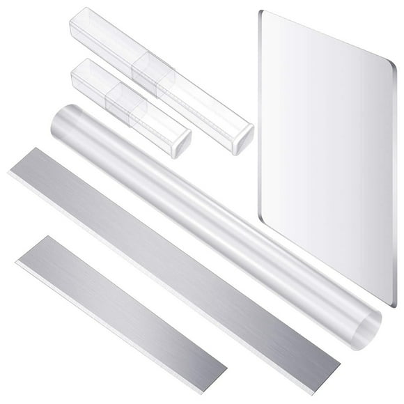 6 Pcs Acrylic Solid Clay Roller Clear Acrylic Sheet Rectangle Shape Backing Board Flexible Polymer Clay Cutters Carbon
