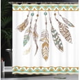 thumbnail image 4 of Ambesonne Mystic Shower Curtain, Boho Style Feather Old, 69"Wx70"L, Brown and Mint, 4 of 5