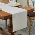 thumbnail image 1 of GHSDFBB Chemin de Table en Velours Style Rustique, Chemin de Table en Lin Style Ferme pour Salle à Manger Cuisine Fête Commode Décor, 14x70 Pouces, Crème, 1 of 7