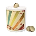 thumbnail image 3 of Vintage Rainbow Piggy Bank, Old Circus Carnival Advertisement Theme Stripes Stars and Fun Fair Tent, Ceramic Coin Bank Money Box for Cash Saving, 3.6" X 3.2", Multicolor, by Ambesonne, 3 of 4