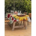 thumbnail image 2 of Red Yellow Sunflowers Outdoor Tablecloth - 60x102 Inch Rectangle Dining Table Cover, Retro Rustic Barn Doors Butterfly Brown Waterproof Outdoor Table Cloth with Umbrella Hole & Zipper for Patio, 2 of 7