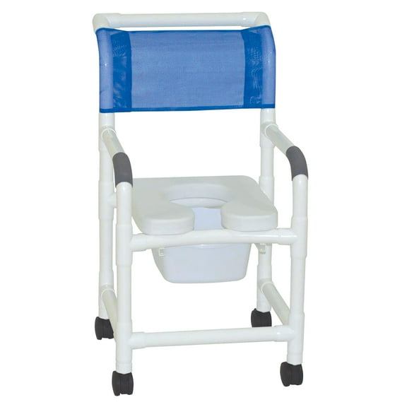 MJM International 118-3TW-SSDE SQ-PAIL Shower Chair with Soft Seat and Slide Out Commode Pail