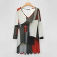 thumbnail image 4 of Beige And Black And Red Squares Long Sleeve Dresses For Women Vintage Elegant Party Dress Oversized V-neck Dress S-8XL, 4 of 7