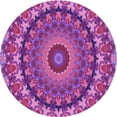 thumbnail image 1 of Ahgly Company Tapis Rond Lavable en Machine Intérieur Transitionnel Moyen Violet Rouge Rose, 3 Pieds Rond, 1 of 7
