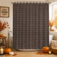thumbnail image 2 of Brown Buffalo Plaid Shower Curtain Set - Small 36" x 72" Washable Bathtub Curtain with 12 Hooks, Vintage Farmhouse Checkered Waterproof Fabric Stall Shower Curtains for Bathroom/Bathtub Décor, 2 of 8