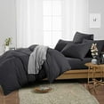 thumbnail image 5 of Cotton Bed Sheet Set 5 Piece, 300 Thread Count, 22" Deep pocket, 100% Egyptian Cotton, Cool and Breathable - Dark Gray Solid, Cal King Size., 5 of 6