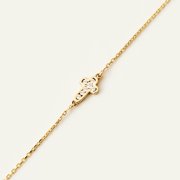 Gelin Diamond Cross Bracelet in 14K Solid Gold for Women, Adjustable