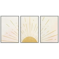 wall26 Framed Wall Art Print Set Shining Yellow Sun on The Horizon Geometric Nature Illustrations Modern Art Mid-Century Modern Colorful for Living Room, Bedroom, Office Natural - 24"x36"x3
