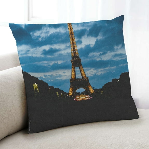Ahgly Company Sites Eiffel Tower Indoor Throw Pillow, 18 inch by 18 inch