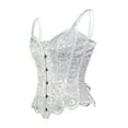 thumbnail image 4 of ManxiVoo Bustier en Dentelle Florale Réglable pour Femmes Style Corset Sans Bretelles avec Détail de Désossement Confortable Mi-Longueur Mode Taille P Blanc, 4 of 5
