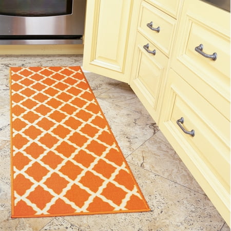 Bathroom Scatter Rugs Ottomanson Glamour Collection Moroccan Geometric Trellis Non Slip Rubber Backing Area or Runner Rug ()