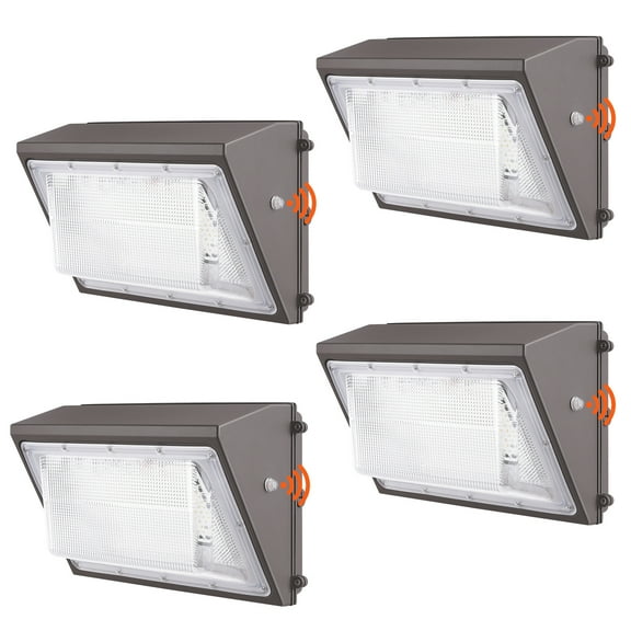 VEVOR 4PCs LED Wall Pack Lights, 120W 11000LM, 5000K Commercial Outdoor Lights Security Lighting Fixture, with Intelligent Light Sensing 240 LED beads Energy Saving for Garages Yards