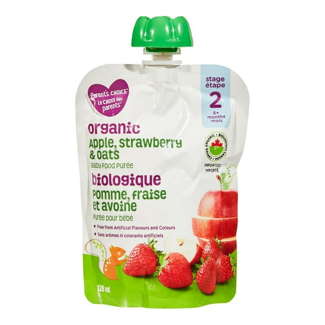 Parent’s Choice Organic Apple, Strawberry & Oats Baby Food Purée