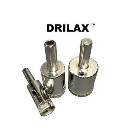 1/2 Inch 13mm End Handle Drill - Drilax 3 Pcs Diamond Tipped Drill Bit Set 1/2 inch 3/4 inch , 1 inch - Wet Cutting Drilling Tiles, Glass, Fish Tanks, Marble, Granite, Ceramic, Porcelain, Bottles, Quartz Sinks, Diamond Coated Core