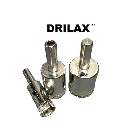 Drilax 3 Pcs Diamond Tipped Drill Bit Set 1/2 inch  3/4 inch , 1 inch  - Wet Cutting Drilling Tiles, Glass, Fish Tanks, Marble, Granite, Ceramic, Porcelain, Bottles, Quartz Sinks, Diamond Coated (The Best Drill Bit For Porcelain Tiles)