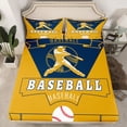 thumbnail image 2 of Homewish Baseball Game Gaming Full Size Sheets,Ball Sport Theme Bed Sheets,Gold Deepblue Sheet Sets For Teens,Luxury Bedroom Decor,4 Pieces, 2 of 7