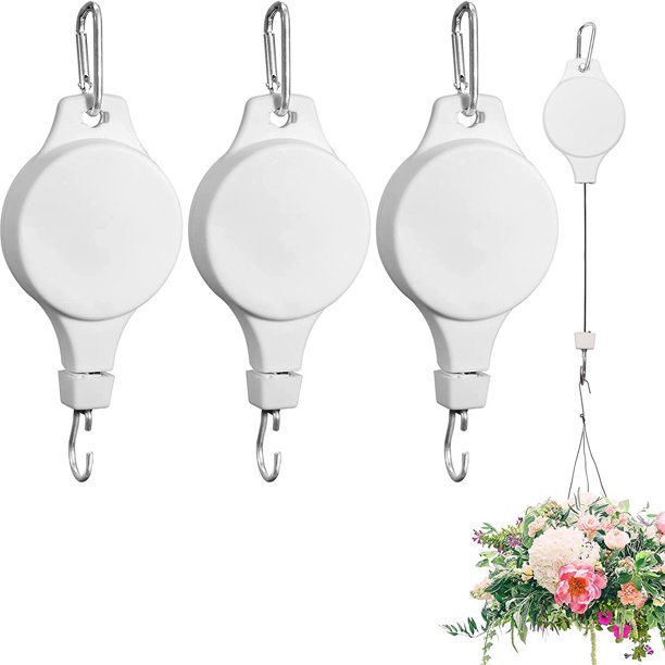 3 Pack Plant Pulley Hanger, Retractable Plant Hook Pulley, Adjustable