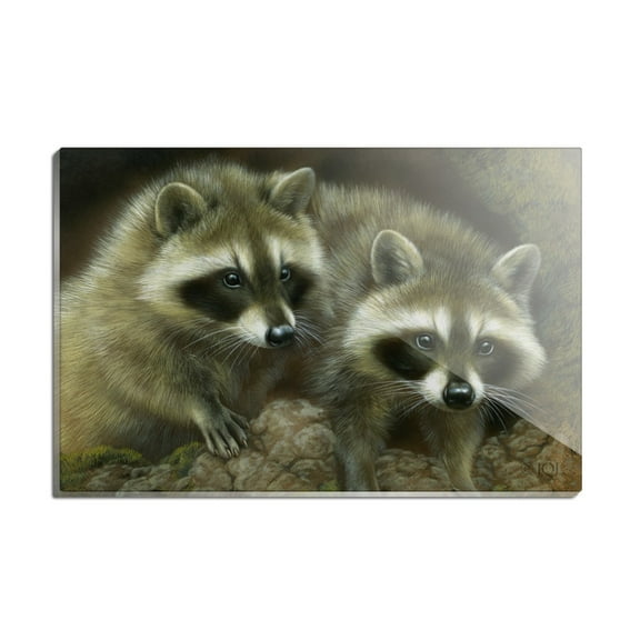 Cute Raccoons Curiosity Rectangle Acrylic Fridge Refrigerator Magnet