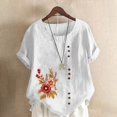 thumbnail image 3 of Camisetas de Manga Corta para las Mujeres Impreso Botón de Manga Corta Camiseta Blusa Poliéster, Ropa Casual Mirar Superior para las Mujeres, 3 of 4