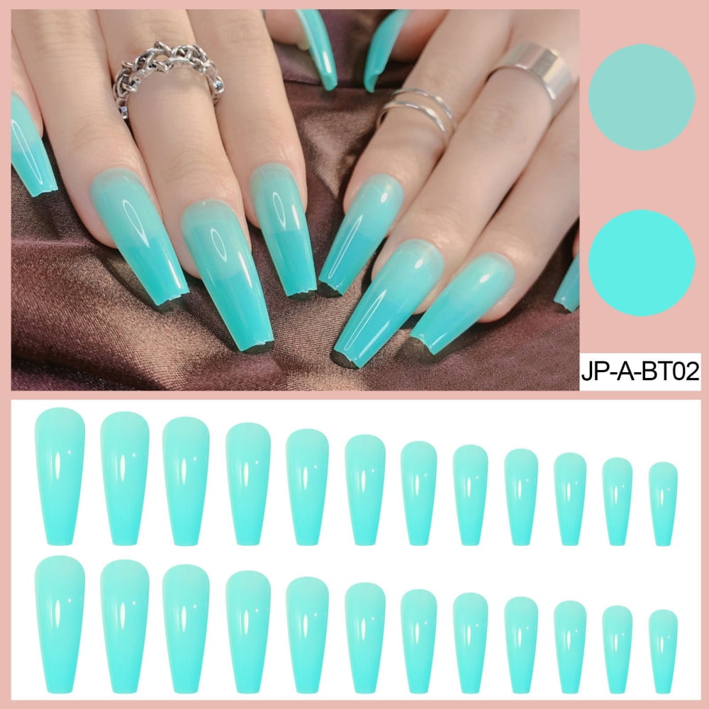 Artificial Nails Lake Blue Extra Long Wearing Nails Manicure Presson