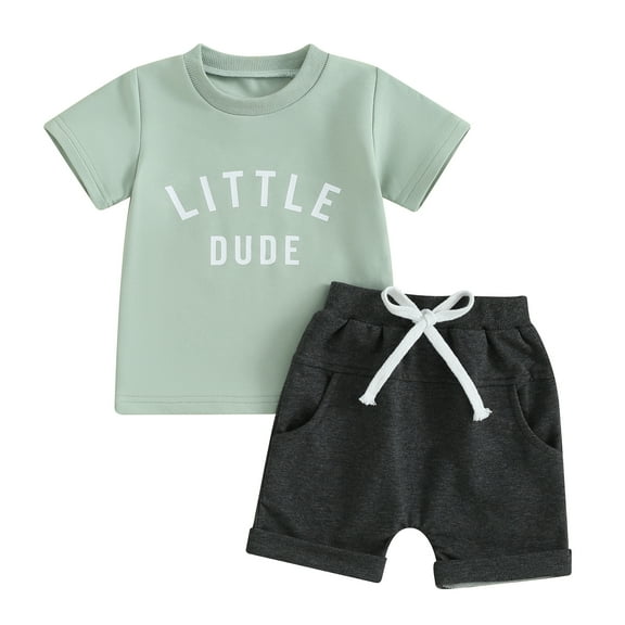Bagilaanoe 2pcs Toddler Baby Boy Shorts Set Short Sleeve Letter Print T Shirt Tops   Shorts 6M 12M 18M 24M 3T Kids Casual Summer Clothes