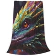thumbnail image 2 of Fotbe Colorful Dragon Head Profile Manta de Franela Acolchonada con Estampado, Súper Suave y Esponjosa, Extra Grande para Sofá, Cama, Uso Todo el Año-40"x30", 2 of 7