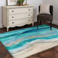 thumbnail image 4 of Rectangle Rug 3x5Ft Marine Coastal Wave Turquoise Ombre Soft Indoor Throw Rugs Carpets for Living Dining Bedroom Kids Room Non-Slip Playroom Crawl Rug Floor Mats Abstract Ocean Sea Shore, 4 of 9