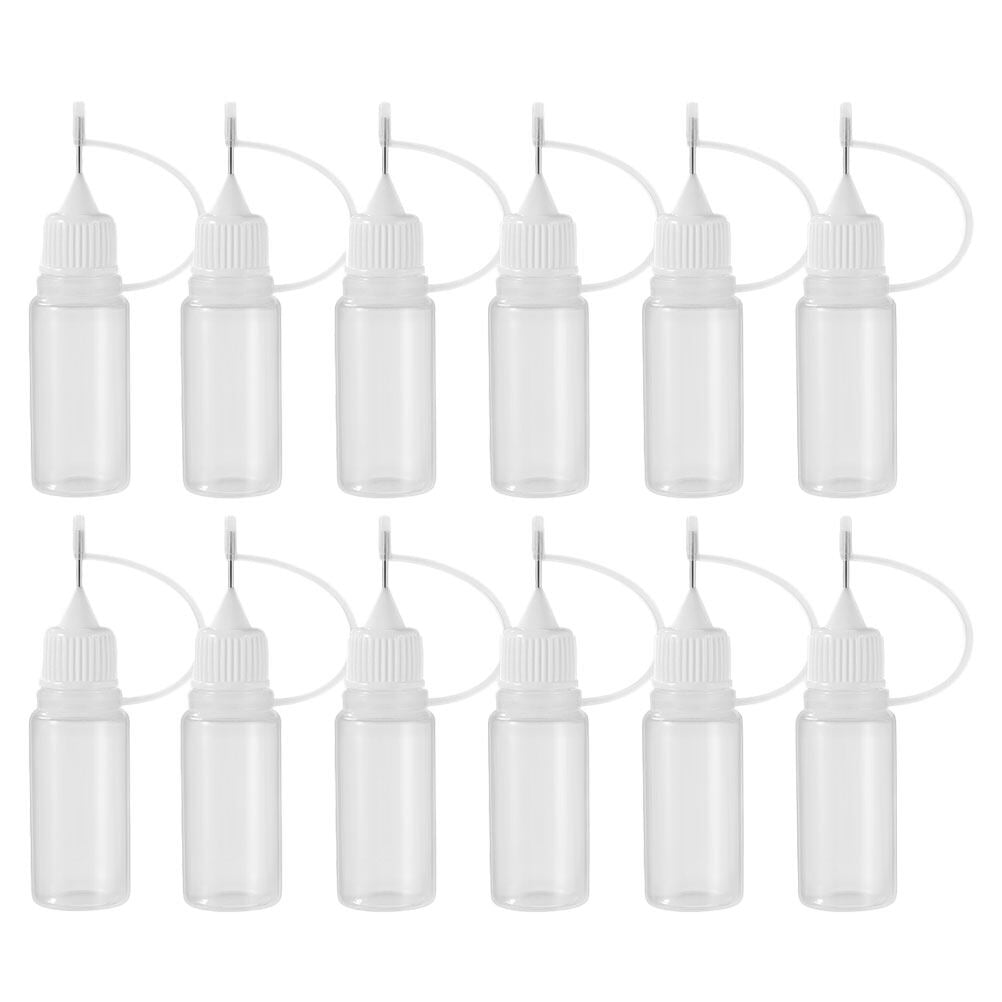 Uxcell Needle Tip Bottle Precision Plastic Applicator 10ml with Black Cap,  20 Count