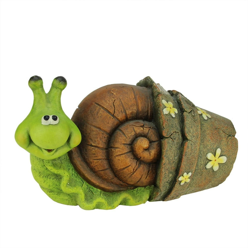 Northlight 15.25" Bright Green and Brown Snail in Flower Pot Outdoor