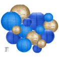 thumbnail image 1 of Faroles de papel Zilue para decoración de fiesta, azul y dorado, 15 unidades, 1 of 7