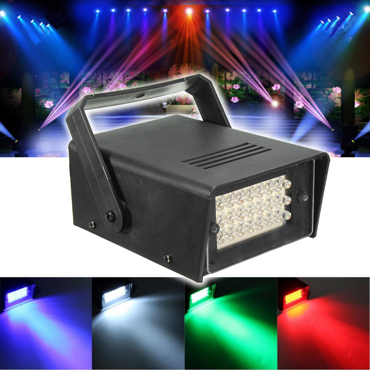 Sound Activated and Flash Speed Control Party Light with 36 Super Bright Leds Stage Lighting for Room Dance Parties Birthday DJ Bar Karaoke Xmas Wedding Show Mini Halloween White LED Strobe Light 
