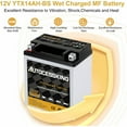 thumbnail image 3 of Autocessking YTX14AH-BS Sealed AGM 12V 14AH YTX14AH-BS Motorcycle Battery 210 CCA,ATV Powersport Vehical Battery High Performance Maintenance Free For Hondan Suzuki Kawasaki Yamaha scooter, 3 of 8