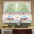 thumbnail image 4 of Yayeee Kitchen Curtains Tier Set of 2 Light Filtering 57"x24" Over Sink Window Panels, Blue Nautical Pattern, 4 of 7