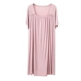 thumbnail image 5 of Bovxnpu Nightgowns for Women Short Sleeve Sleepshirt Loungewear Cotton Soft Pleated Long Nightgown Sleepwear, 5 of 8