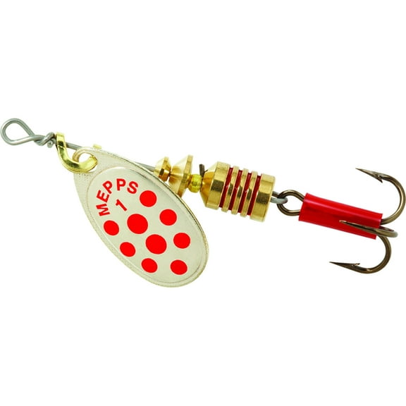 Mepps Aglia In-Line Spinner 1/8 oz, Plain Treble Hook, Silver & Red Dot Blade, B