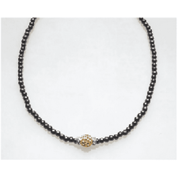 MagneHealth Gold Crystal Ball with Crystal Rondelles Magnetic Stretch Necklace, Size 18''