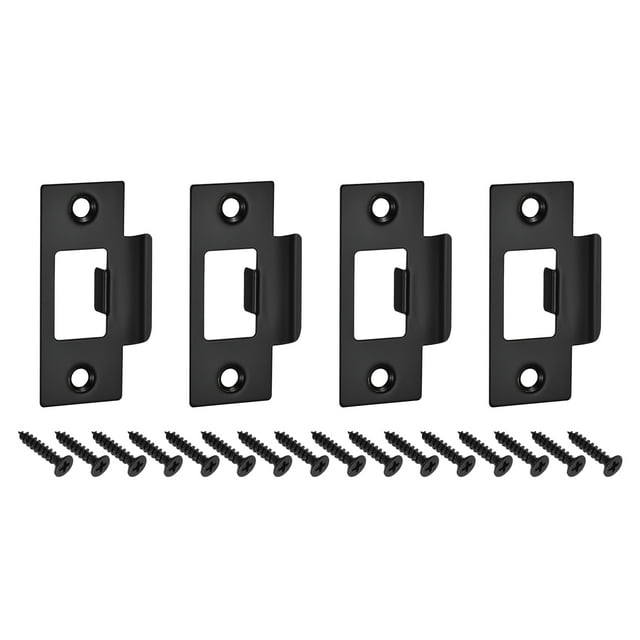 Unique Bargains 4Pack Door Strike Plate, 70mm x 40.3mm Stainless Steel Latch Deadbolt Replacement Lock Strike Plate, Black