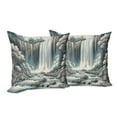 thumbnail image 4 of Ambesonne Landscape Throw Pillow Cover Pack of 2, Expressive Waterfall Art, 2 Pcs-18"x18", Blue Grey Pale Sepia, 4 of 5