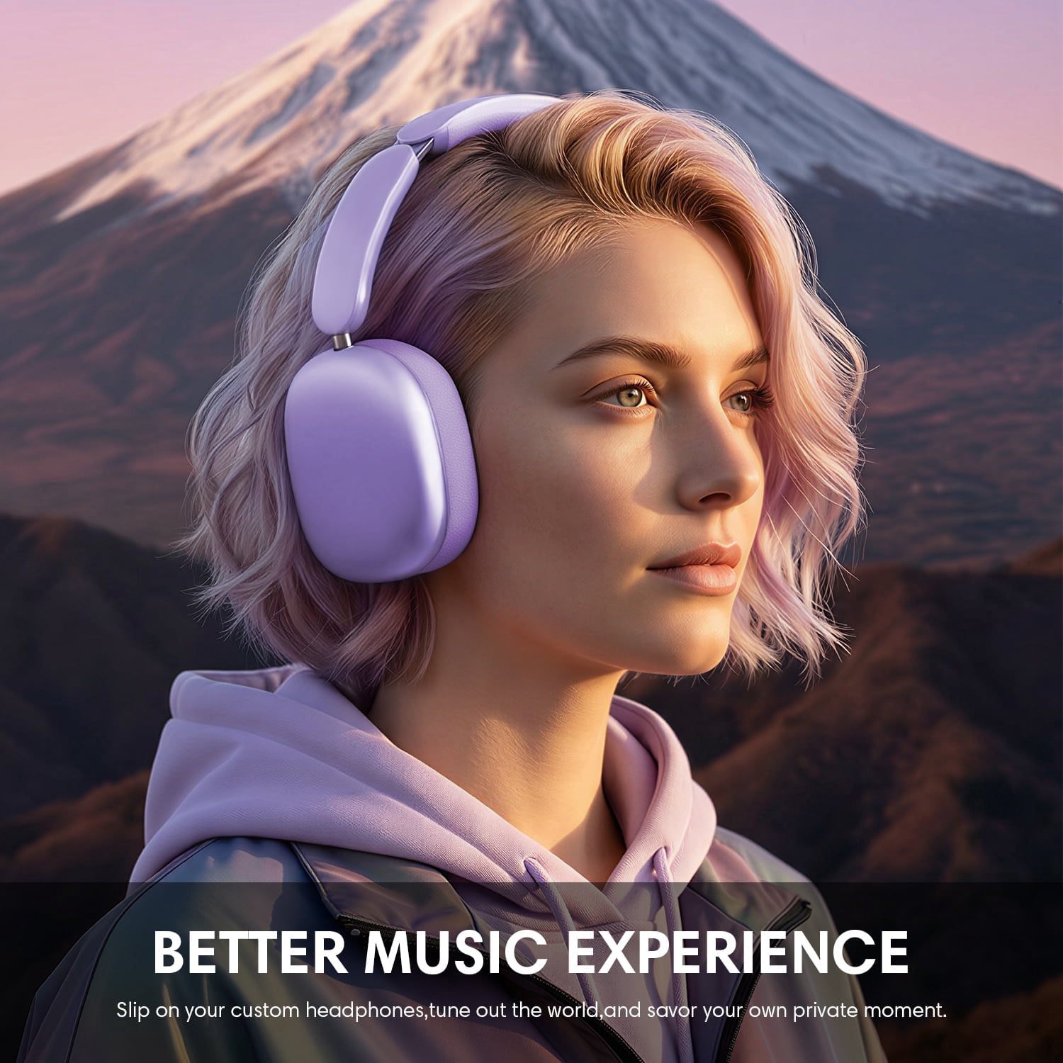 Mahipey Y02 Active Noise Cancelling Headphones,Bluetooth 5.4 Wireless Over Ear Headphones,60H Playtime,5 EQ Music Modes,Hi-Res Audio,Deep Bass,Foldable Lightweight for Travel Home Office,Purple