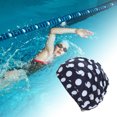 thumbnail image 2 of Unique Bargains 1 Pc Breathable Floral Pattern Swimming Cap Navy Blue White, 2 of 6