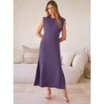 thumbnail image 3 of ANRABESS Summer Casual Sleeveless Maxi Dress for Women Crewneck Loose Split Wrinkle-Free Travel Vacation Long Dress Beach Sundress with Pockets Purple S, 3 of 12