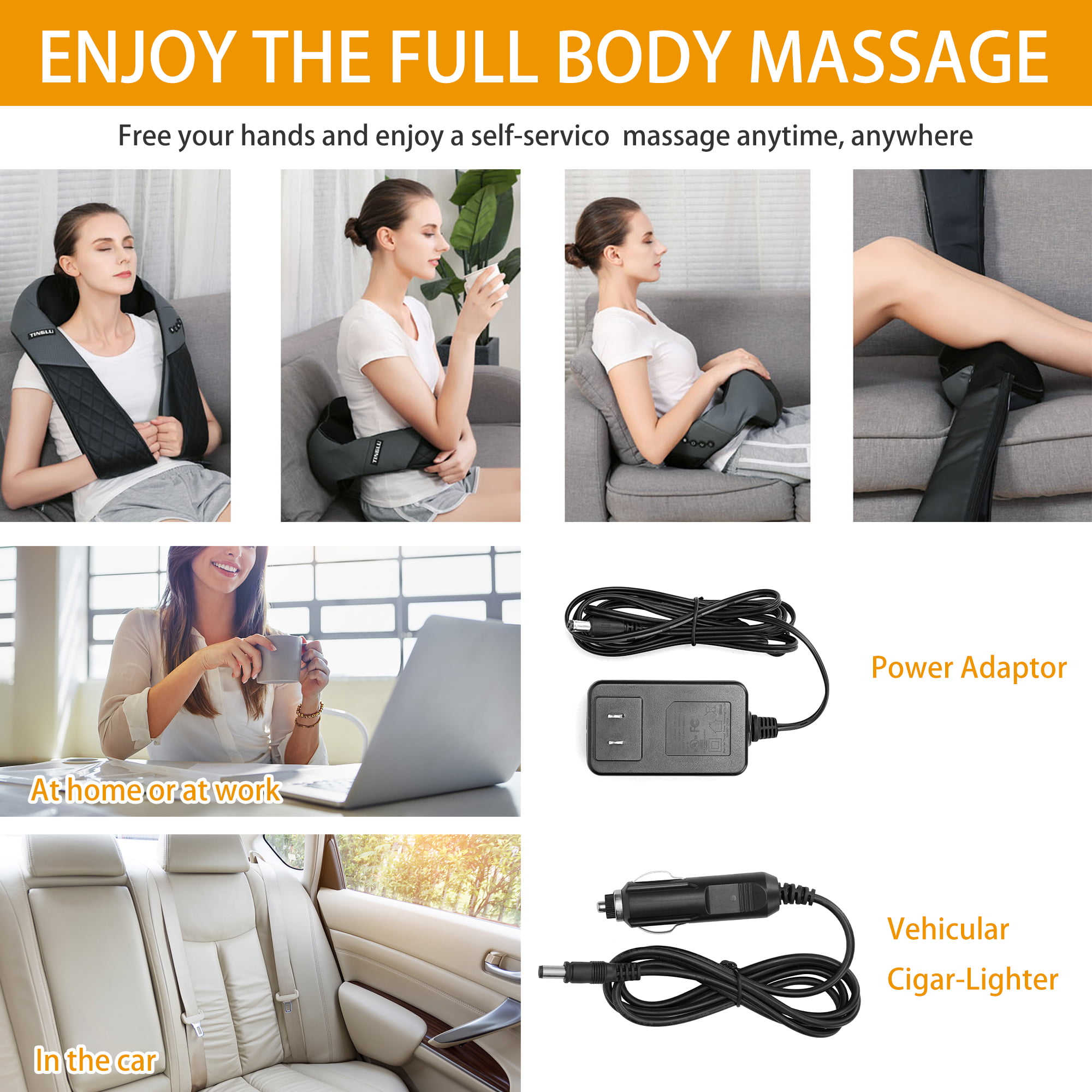Shiatsu Neck and Shoulder Massager, Back Massager with Heat, Deep Kneading  Electric Massage Pillow for Neck, Shoulder 