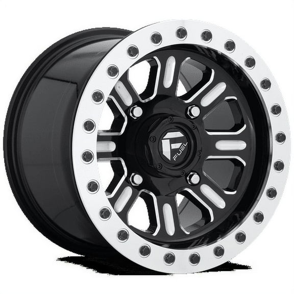 Fuel UTV Aluminum Rim D910 HARDLINE BL - OFF ROAD ONLY 15X10in Gloss Black Milled Finish, D9101500A564