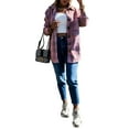 thumbnail image 1 of Chaqueta de punto de manga larga con solapa para mujer, con bolsillo, informal, con botones XBTCLXEBCO Rosa,CH, 1 of 6