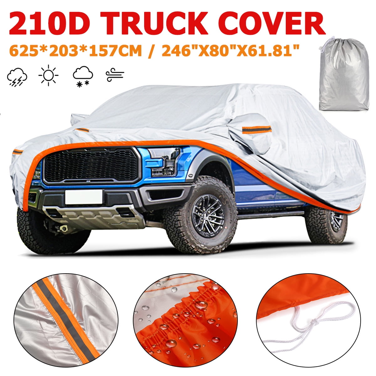 Audew 6 Layers Truck Cover Fits up to 246 Fits up to 246'' 4350438428 Waterproof Windproof Dustproof UV Protection Universal Car Covers for Truck All Weather Car Cover for Pickup Truck Audew 6 Layers Truck Cover Fits up to 246 Fits up to 246'' 4350438428 Waterproof Windproof Dustproof UV Protection Universal Car Covers for Truck All Weather Car Cover for Pickup Truck
