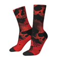 thumbnail image 1 of Balery Red And Black Abstract Skull Calcetas Largas con Estampado para Hombre y Mujer – Suaves y Transpirables, Talla Única (US 5-11), 1 of 6