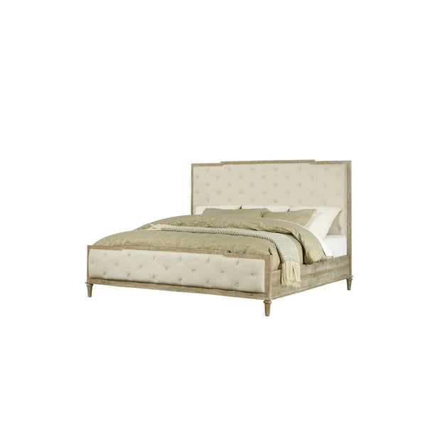 Emerald Home Interlude Sandstone Gray, Wood And Upholstered Bed Frame King