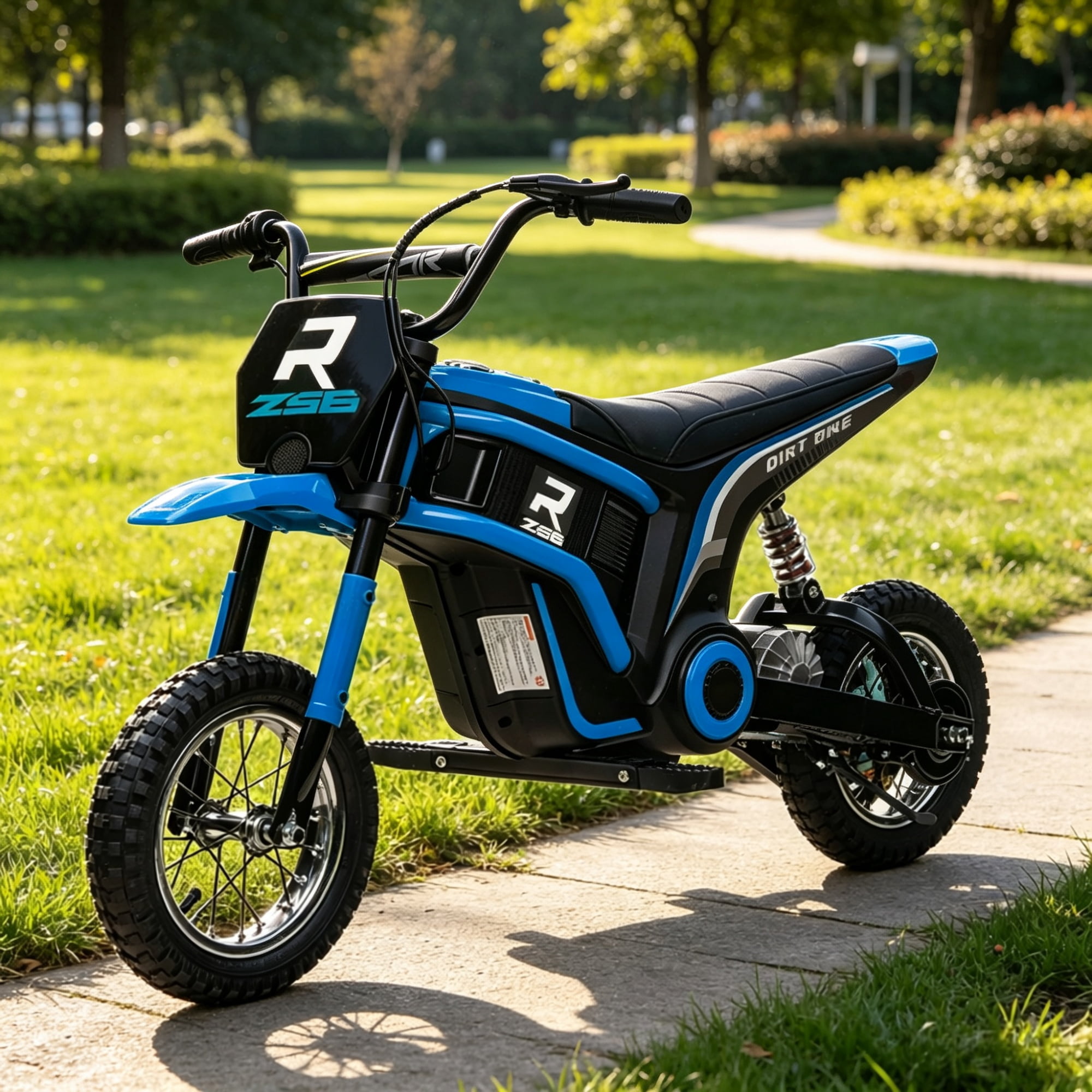 24V 350W Electric Dirt Bike, Twist Grip Throttle up to 15 MPH Ideal for Ages 13+ with Adult Supervision Required, Blue