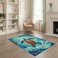thumbnail image 2 of ODIKA 4'x6' Washable Area Rug Ocean Turtle Main Coral Reef Wave Map Nautical Border Compass for Dorm Room, Small Living Stain Resistant Low Profile, Easy Care, 2 of 7