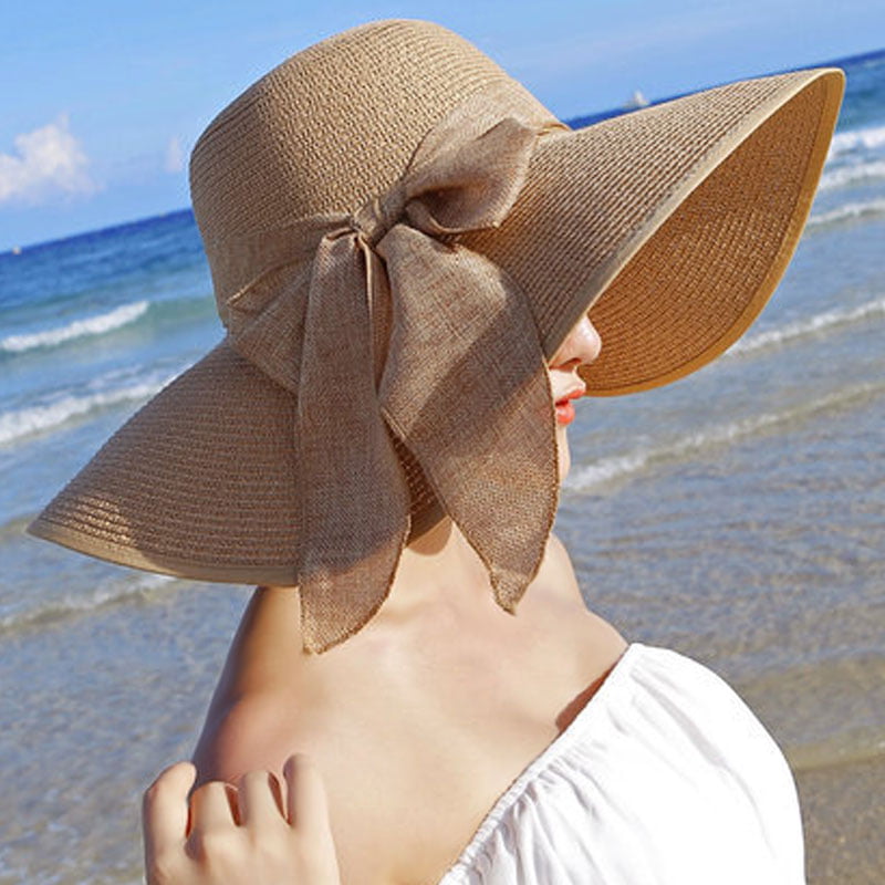 Crochet Straw Sun Hat for Women Floppy Beach Sun Hat Soft Large Lady Bucket  Hat Foldable Travel Summer Medium Khaki at  Women's Clothing store